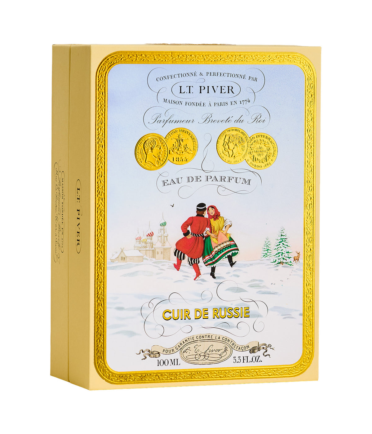 Eau de Parfum Cuir de Russie – L.T. Piver, Flakon und Karton