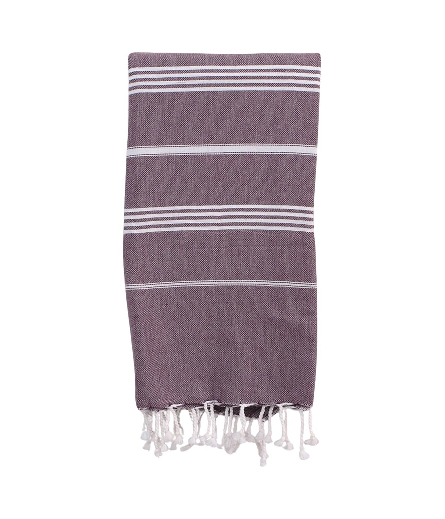 Hamamtuch Aubergine, Weiß