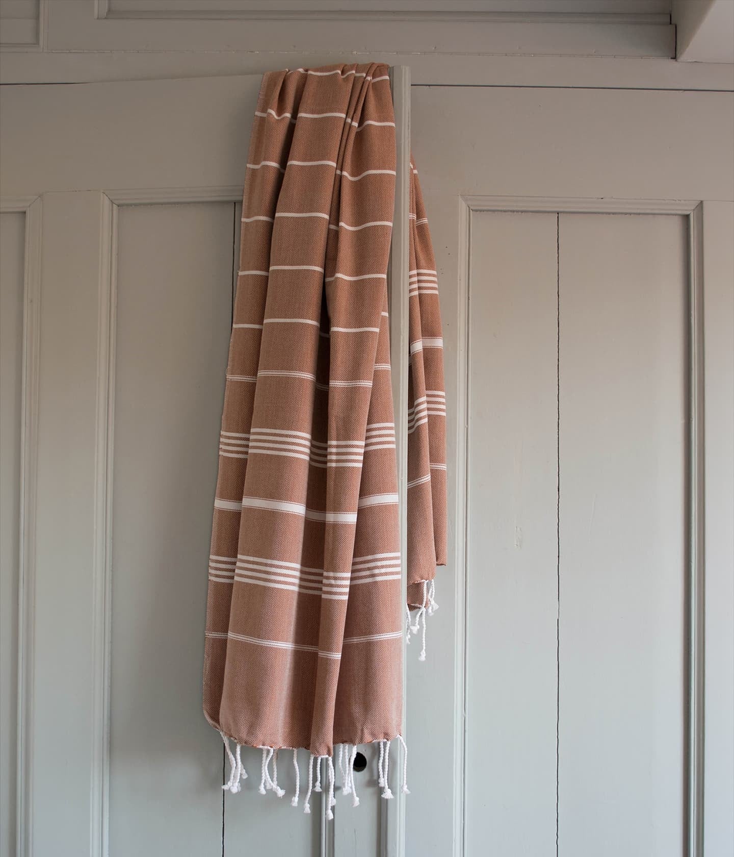 Hamamtuch Braun, Weiß