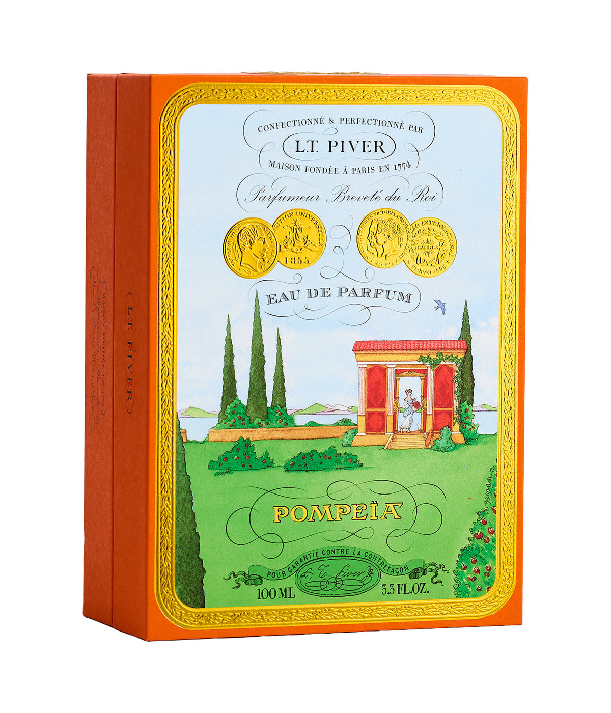 Eau de Parfum Pompeïa – L.T. Piver, Flakon und Karton