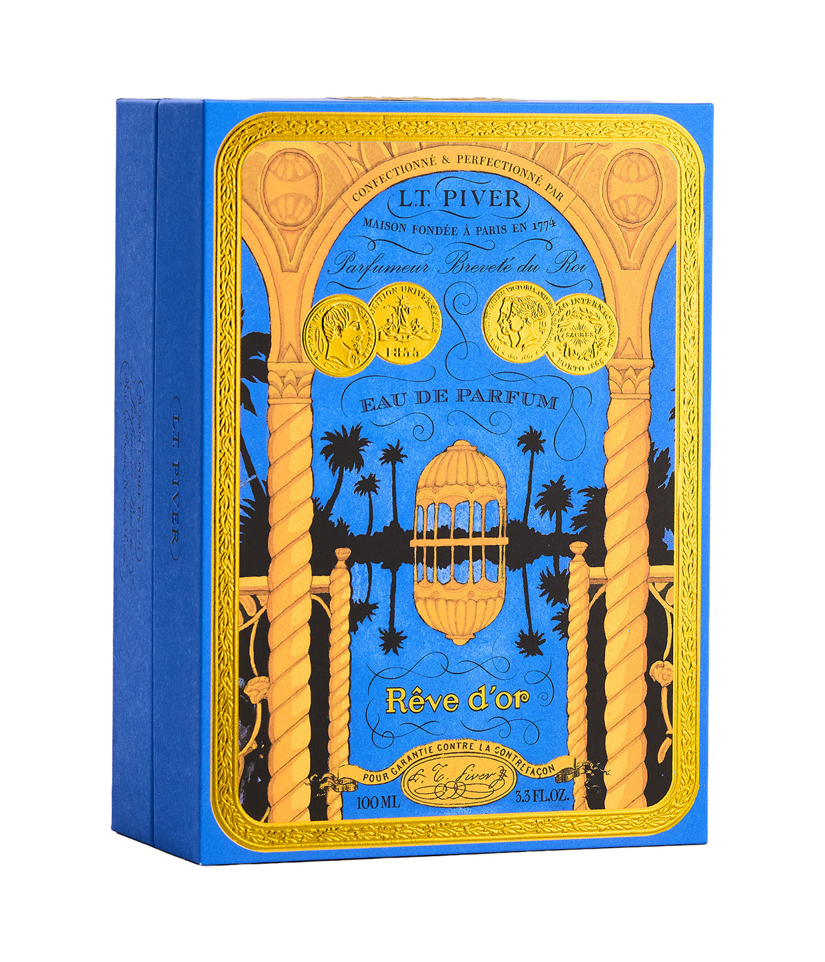 Eau de Parfum Rêve d’Or – L.T. Piver, Flakon und Karton