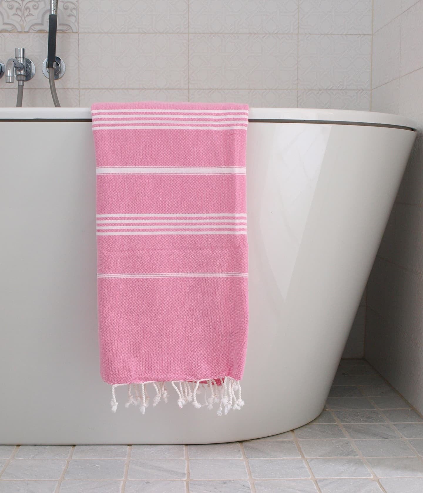 Hamamtuch Sorbet Rosa, Weiß
